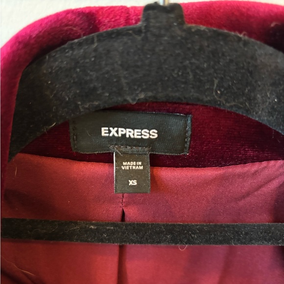 Express Womens Velvet Double-Breasted Blazer Jacket - Burgundy - Picture 3 of 10